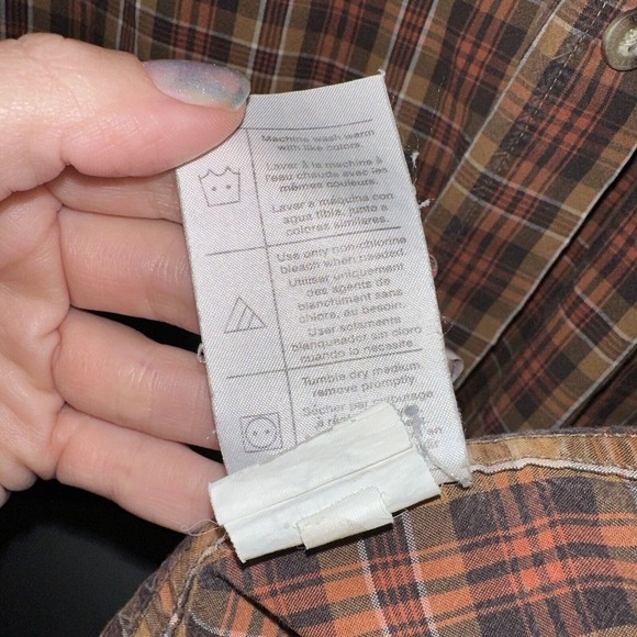Carhartt Mens XL Plaid Button‎ Down Shirt Brown Orange Long Sleeve S153DKB 2007 - Picture 5 of 8
